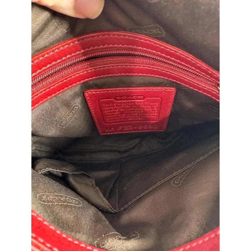 Coach Legacy‎ 9592 Flap Crossbody Bag Women's Red Leather Messenger Handbag